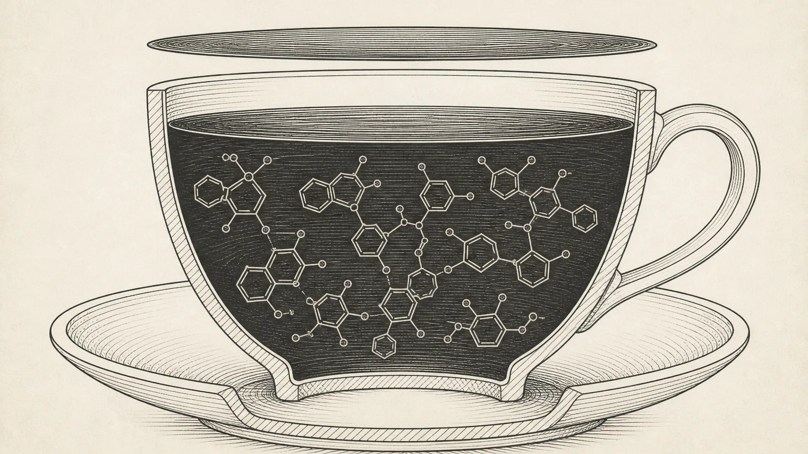 Editorial illustration for the coffee polyphenols anti-aging switch story